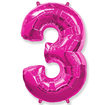 Фольгированная цифра 3 "Фуксия"