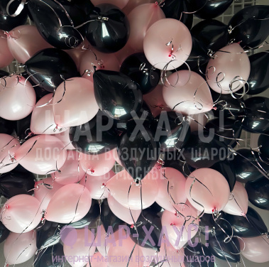 Шары с гелием под потолок "Черная роза" фото