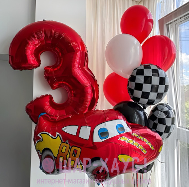 Композиция из шаров "Гоночная тачка"  фото