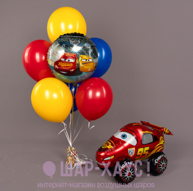 Композиция из шаров "Мини тачки"  фото