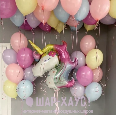 Воздушные шары Композиция из воздушных шаров "Единорог спящий" фото