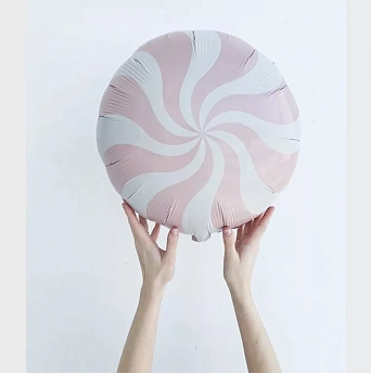 Фольгированный круг карамелька "Нежно-розовая"