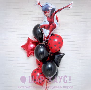 Фонтан из воздушных шаров "Леди Баг" фото