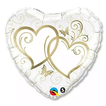 Фольгированный шар с рисунком "Сердца переплетенные"