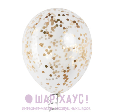 Воздушный шар с конфетти "Золото хром"  фото