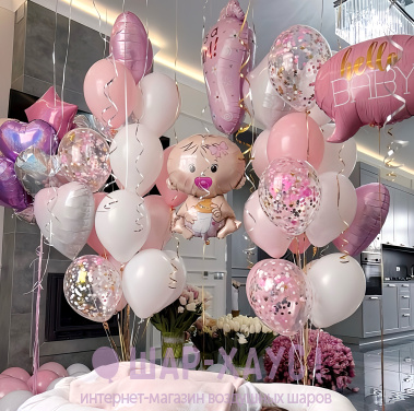 Композиция из шаров на выписку "It‘s a girl"  фото