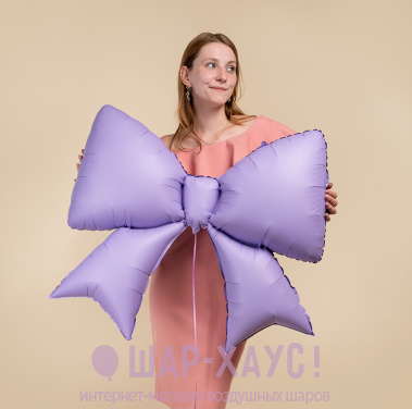 Фольгированная фигура "Бант сиреневый сатин"  фото