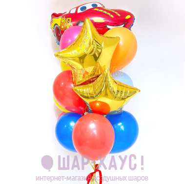 Фонтан из воздушных шаров "Тачки" фото