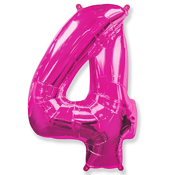Фольгированная цифра 4 "Фуксия"