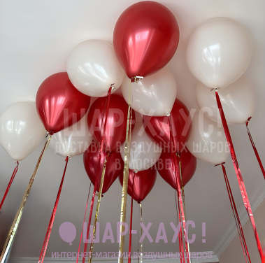 Шары с гелием под потолок "Кремовый красный" фото