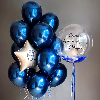 Композиция из шаров "Зеркальный синий"
