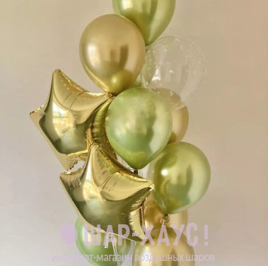Фонтан из воздушных шаров "Золотой Лайм" фото