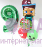 Композиция из шаров "Пиксельный герой Minecraft с цифрой"