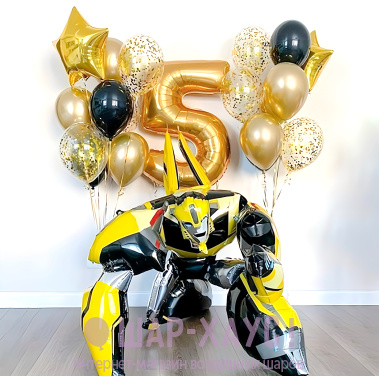 Композиция из шаров "Бамблби Золото"  фото