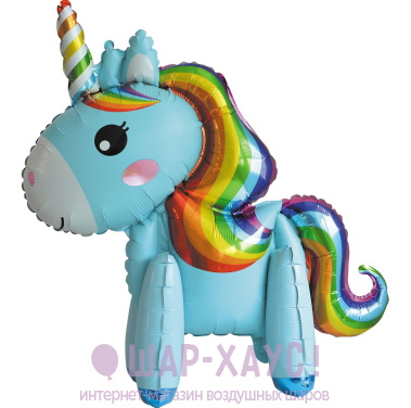 Воздушные шары Фольгированная фигура 3D "Единорог голубой" 58 см фото