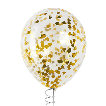 Воздушный шар с конфетти "Золотые сердечки" 