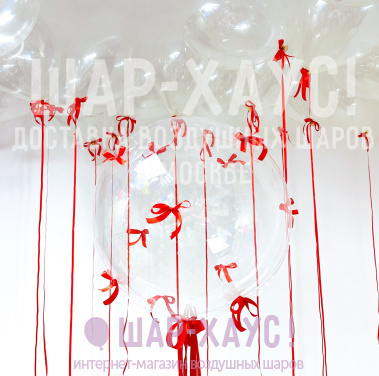 Композиция из шаров с бантиками "Красный акцент"  фото