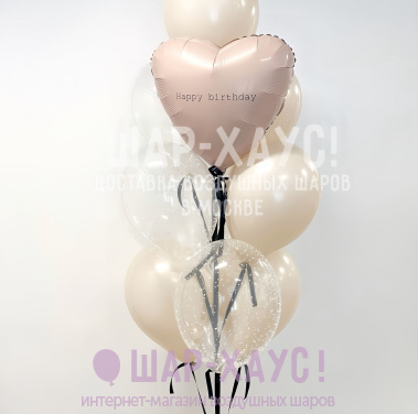 Фонтан из 10 шаров "Лаконичный беж" фото