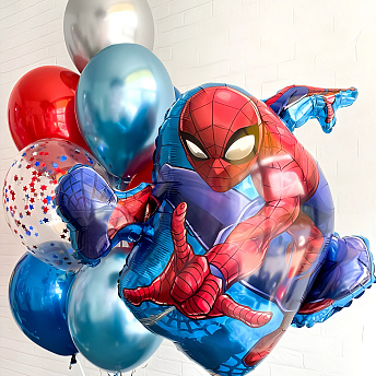 Композиция из шаров "Spiderman с фонтаном"