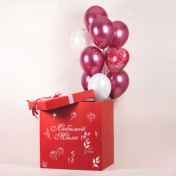 Коробка сюрприз с шарами "Любимой маме"