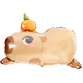 Фольгированная фигура "Капибара с апельсином" 71 см