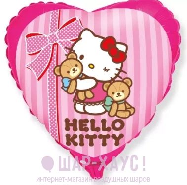 Фольгированное сердце Hello Kitty с мишками фото