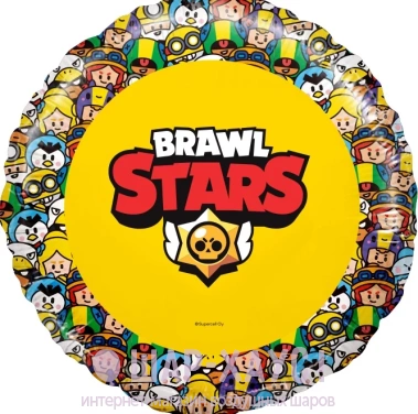 Фольгированный шар с рисунком "Brawl stars" Желтый фото