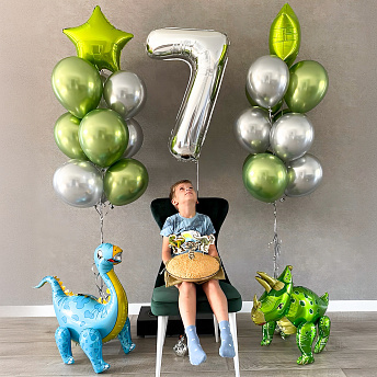 Композиция из шаров "Динозавры хром" 