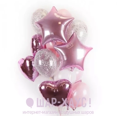 Композиция из шаров с гелием "Розовая атмосфера" фото