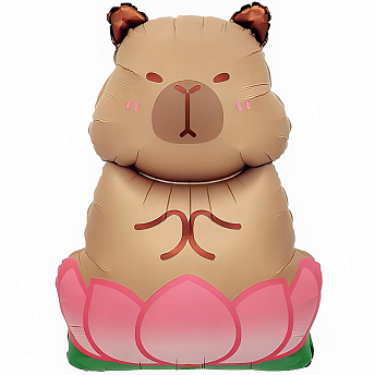 Фольгированная фигура "Капибара в лотосе" 86 см