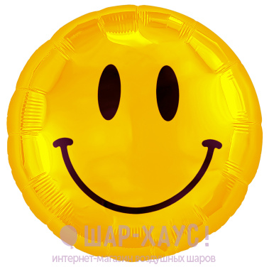 Фольгированный круг "Смайл желтый" фото