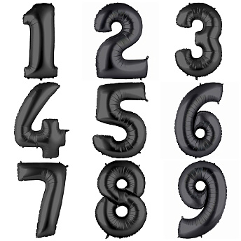 Фольгированные шары цифры "Черные" 1 шт (102 см)