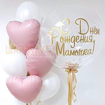 Композиция из шаров "Сердца маме" 