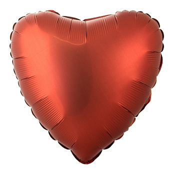  Фольгированное сердце "Кирпично-красный сатин"