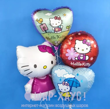 Букет из фольгированных шаров Hello Kitty фото