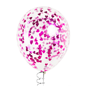 Воздушный шар с конфетти "Фуксия сердца" 