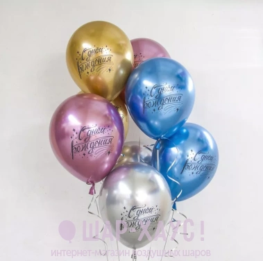 Воздушные шары хром "С днем рождения" фото