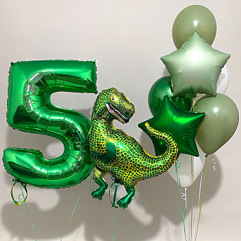 Композиция из шаров "Зеленый динозавр" 