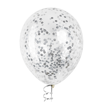 Воздушный шар с конфетти "Серебро металлик" 