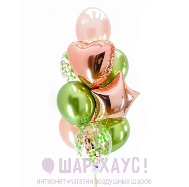 Букет из воздушных шаров "Розовое золото и оливки" фото
