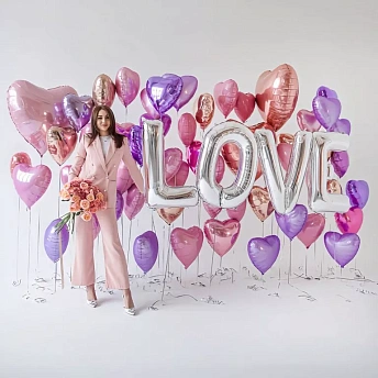 Фотозона из фольгированных шаров "Purple love"