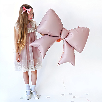 Фольгированная фигура "Бант нежно-розовый сатин"