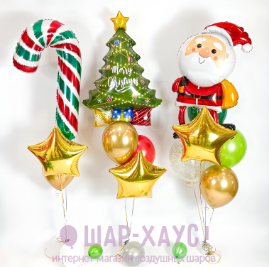 Композиция из шаров "Санта с подарками" фото