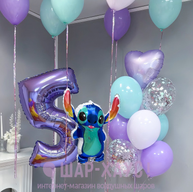 Композиция из шаров "Стич - мятное настроение"  фото