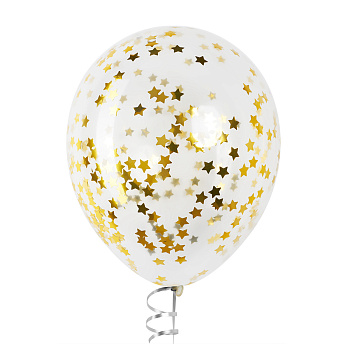 Воздушный шар с конфетти "Золотые звезды" 