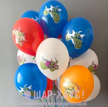 Воздушные шары с многоцветным рисунком "Черепашки Ниндзя" фото