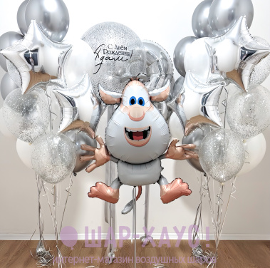Композиция из шаров "Буба в серебре"  фото