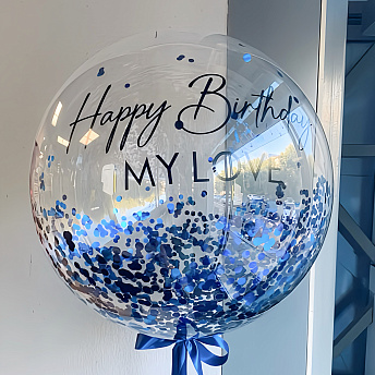 Воздушный шар Бабл "Синий металлик"