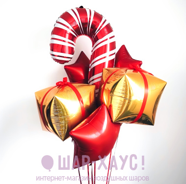 Фонтан из шаров "Новогоднее золото" фото