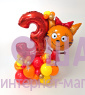 Стойка из шаров "Три кота Карамелька" с цифрой
